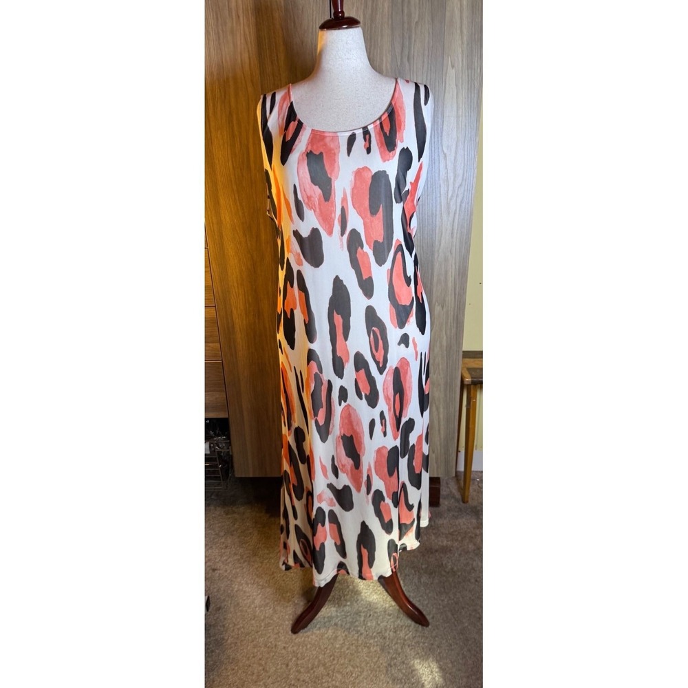 383. Attitudes by Renee Size 4X Animal Print Maxi Dress Casual Chic Minimalist - Picture 2 of 6